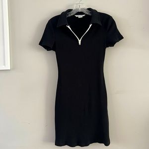 Urban Revivo black polo dress with white zip detail - XS/US2/UK6